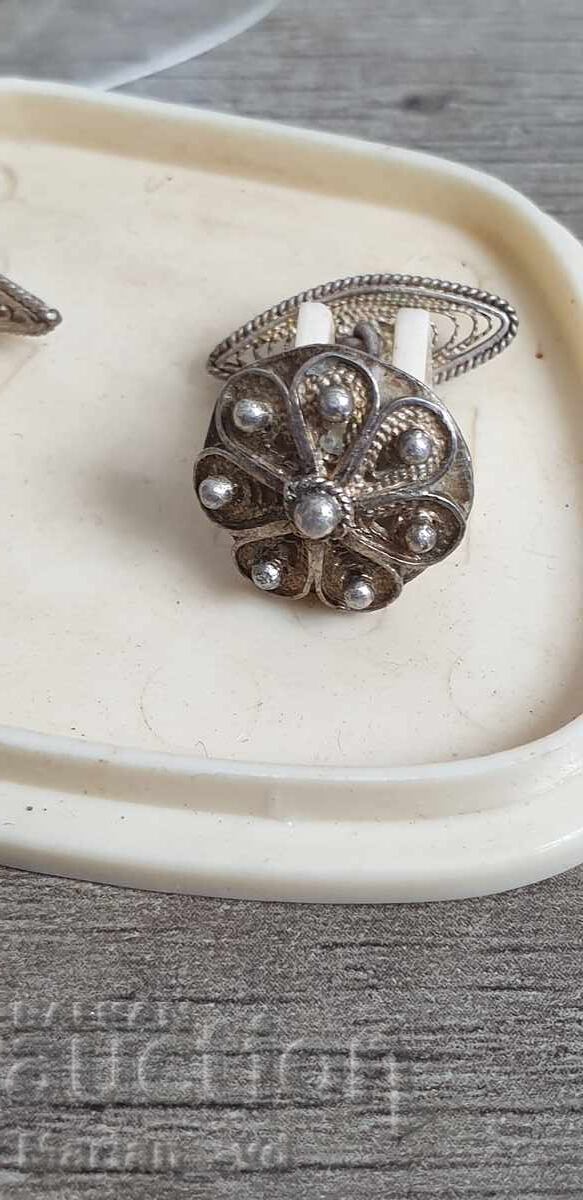Стари сребърни филигранни бутонели, ръкавели - 7