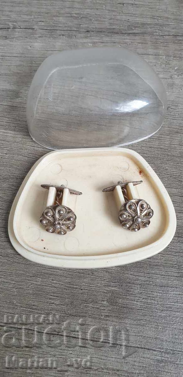 Стари сребърни филигранни бутонели, ръкавели