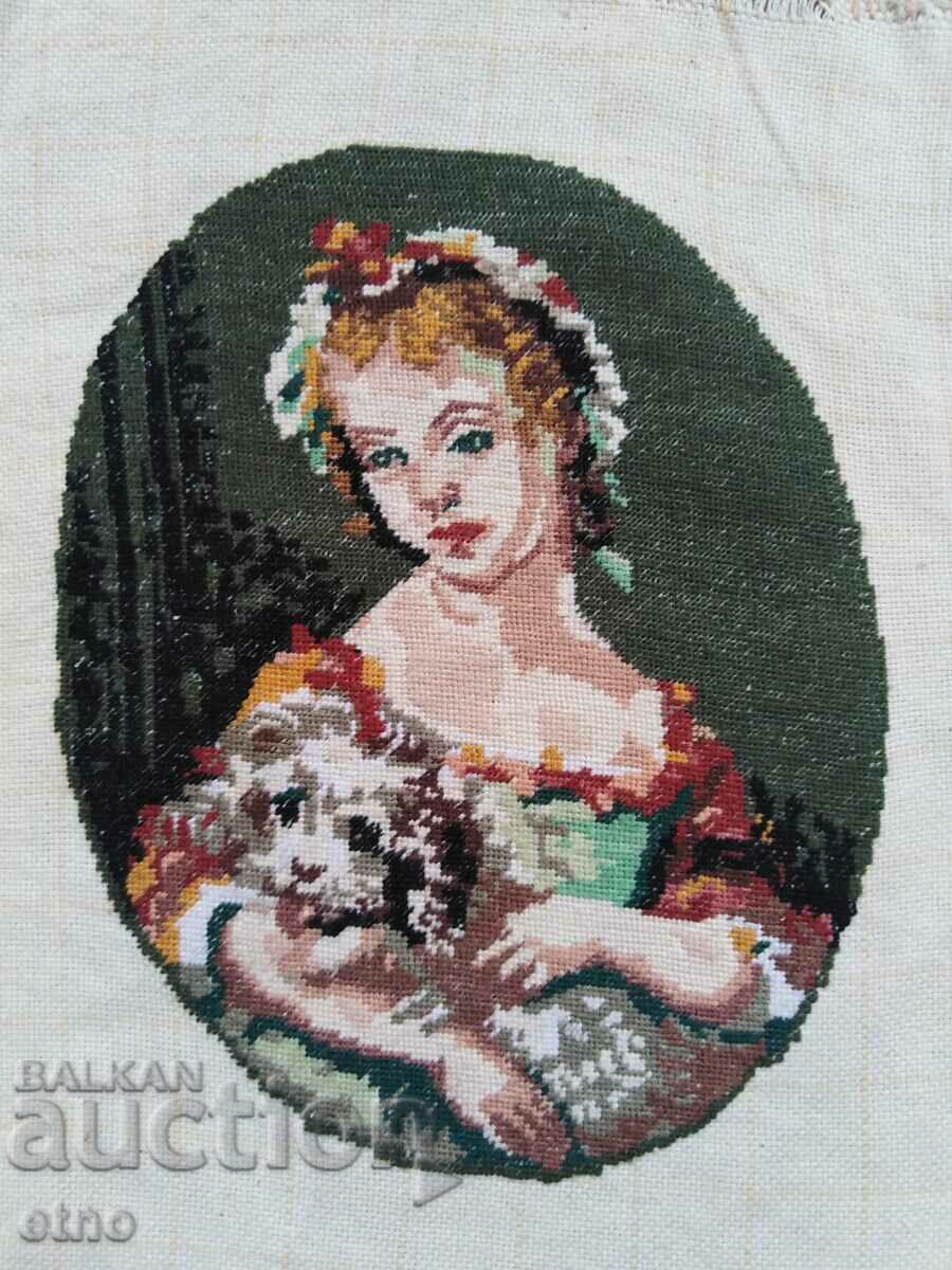 TAPISRIE VECHE „DOAMNA CU CÂINELE”