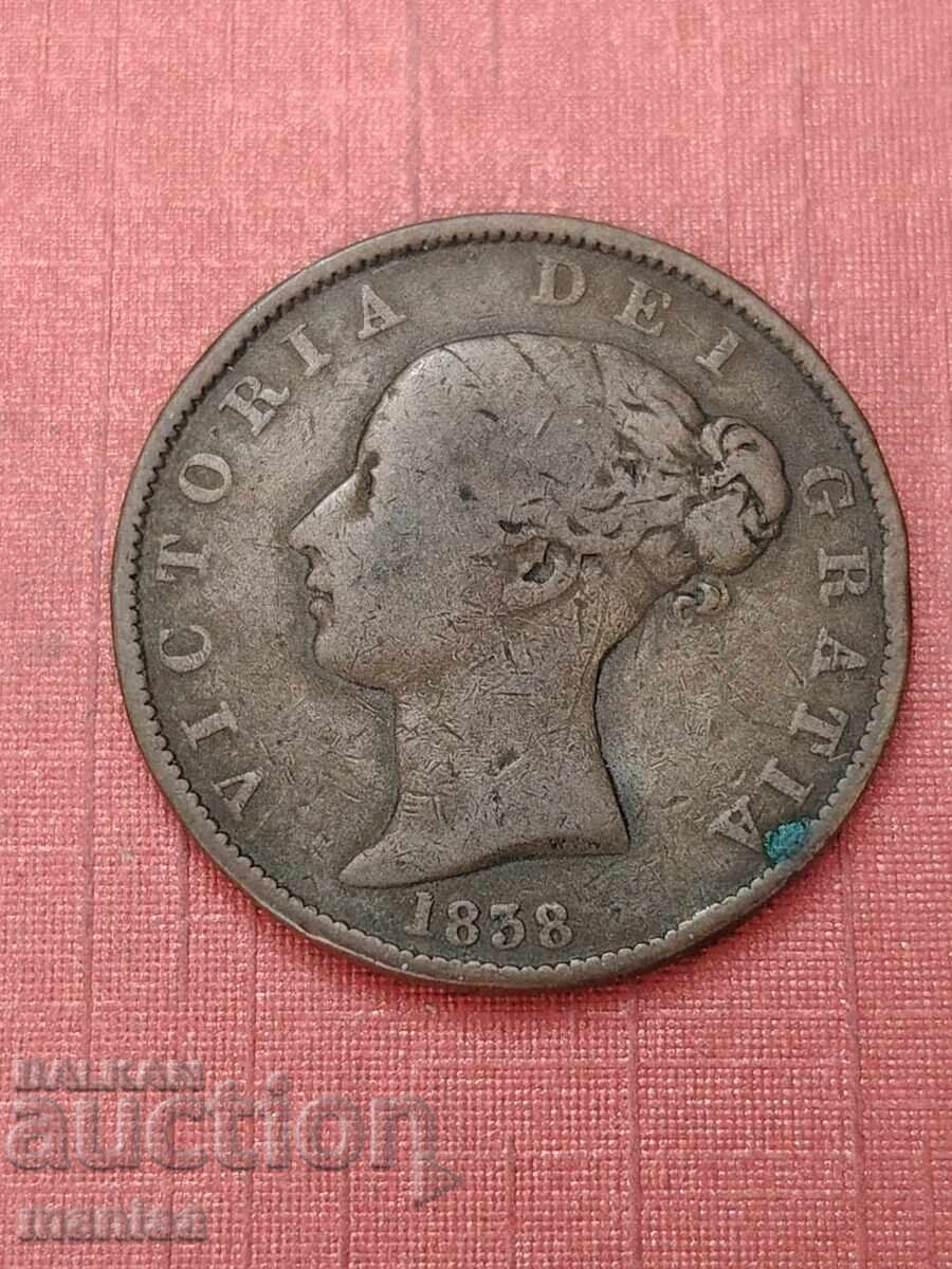 1/2 Penny 1838 cu preț € 20.00 | 39.12 BGN