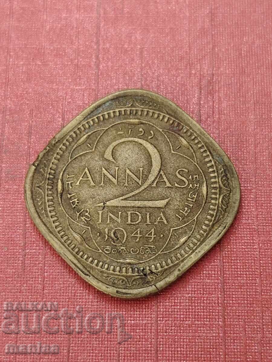 2 Anna 1944 India with price € 2.00 | 3.91 BGN