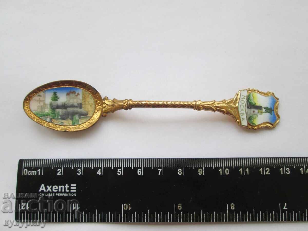 Veche linguriță rusească din bronz, stil sovietic, email, Moscova, Țar Pușka - 5