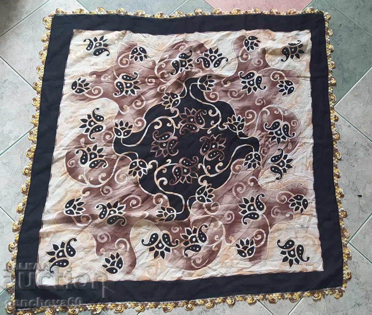 Square Turkish headscarf with needle lace - 5