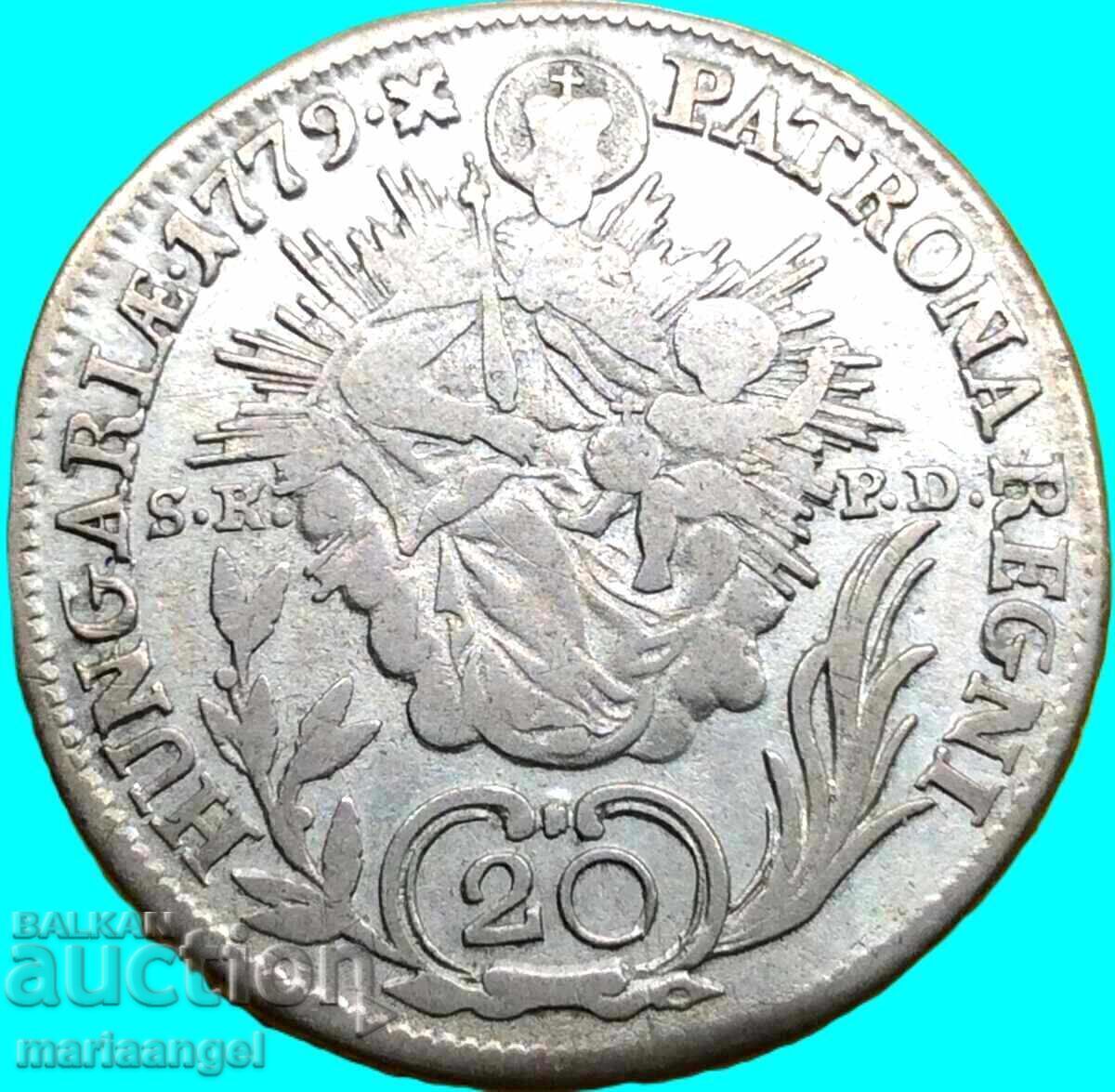 Ungaria 20 Kreuzer 1779 Maria Tereza / Patrona Ungariei - 7