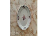 Platou de servire pentru masă, porțelan alb bulgăresc cu flori și