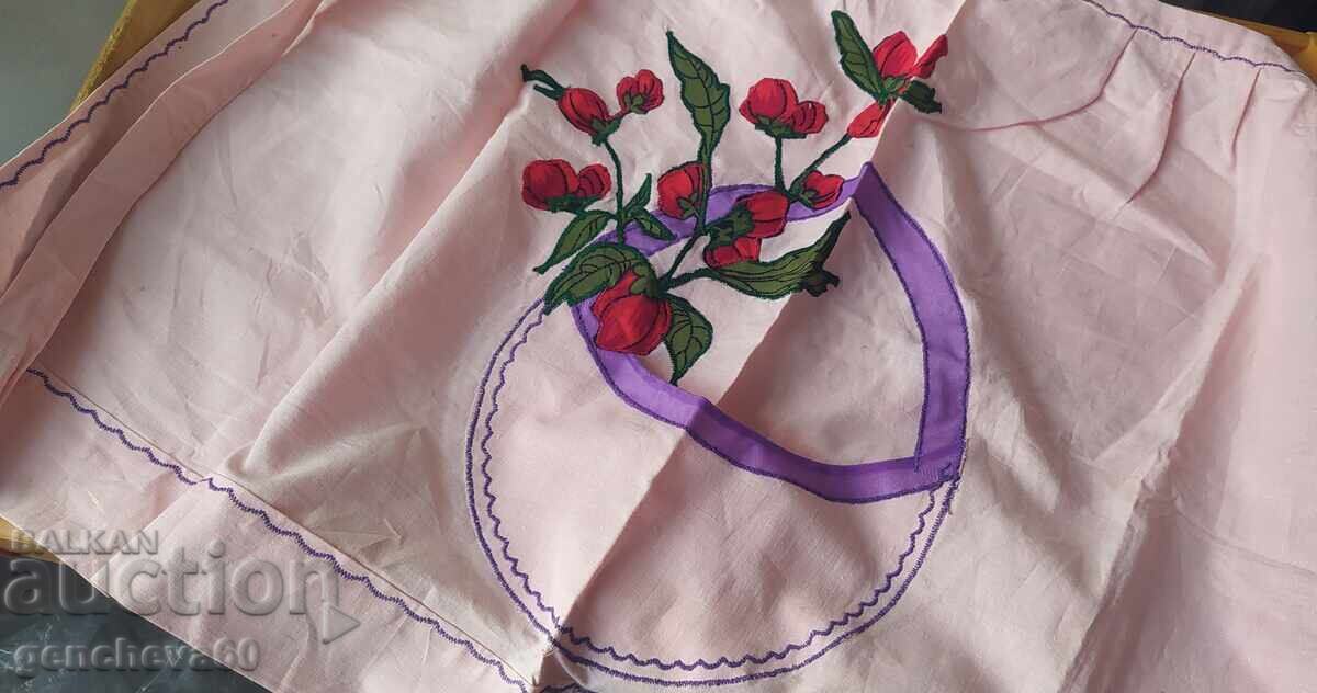 19-ti vek Rŭchno shita rozova pamuchna kukhnenska prestilka - 6