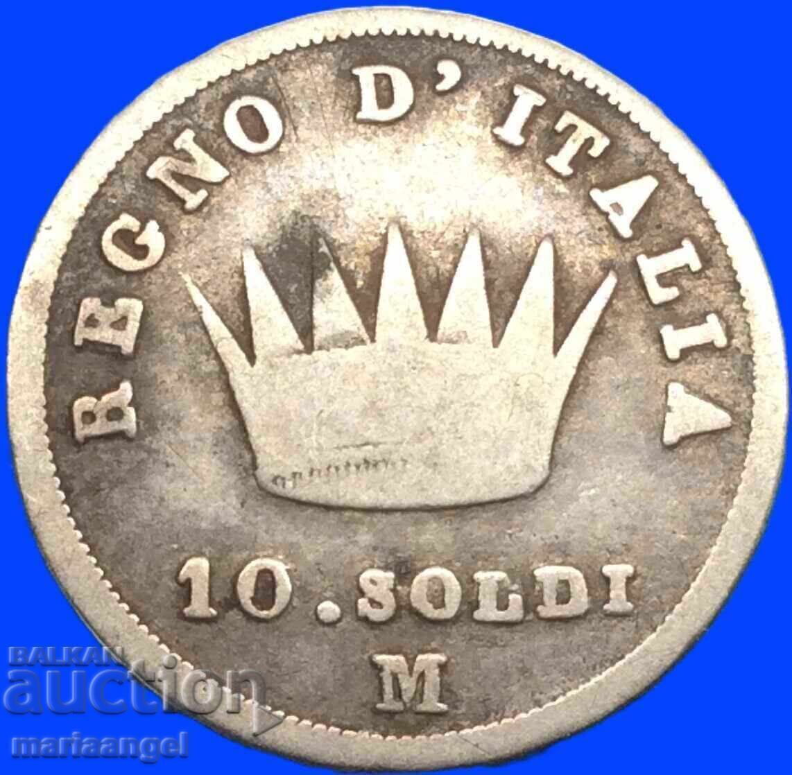 Napoleon 10 Soldi 1812 Italia Argint - Rar