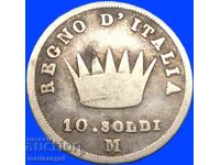 Napoleon 10 Soldi 1812 Italia Argint - Rar