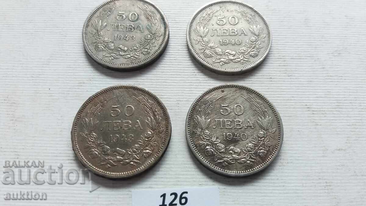 Auction  50 leva 1940 and 1943, 4 pieces