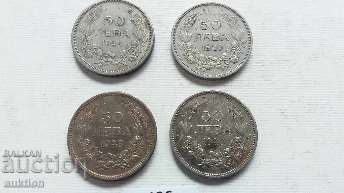 50 leva 1940 and 1943, 4 pieces
