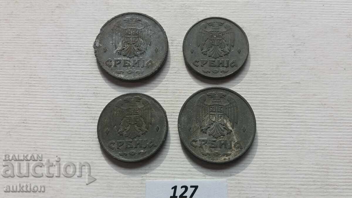 LOT DE 1 ȘI 2 DINARI 1942 - ZINC 4 BUCĂȚI - 6