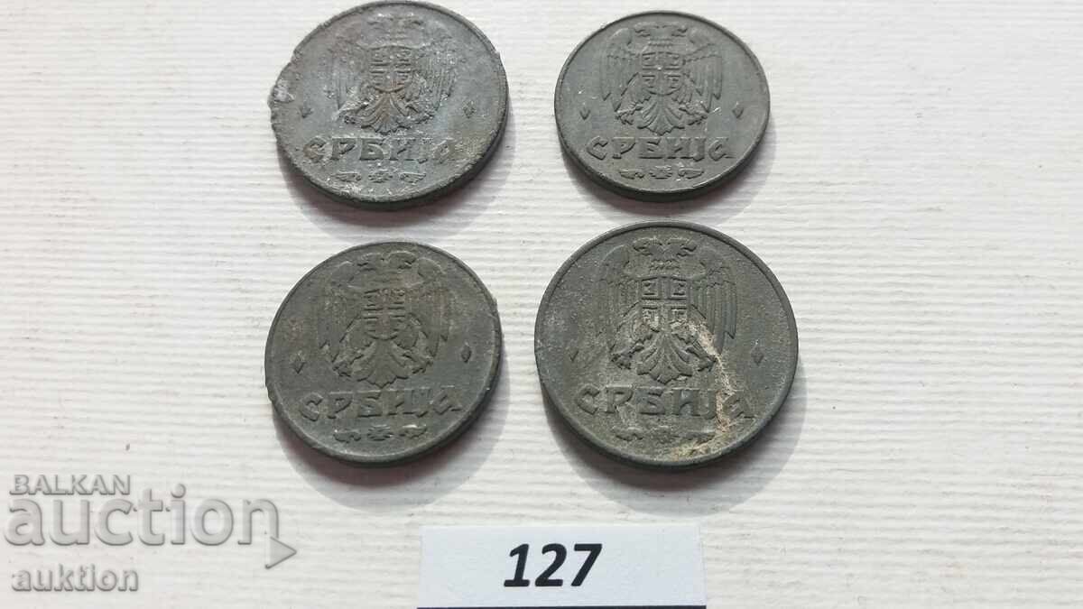 LOT DE 1 ȘI 2 DINARI 1942 - ZINC 4 BUCĂȚI - 7