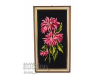 Ръчно изработен гоблен с изображение на розови хризантеми