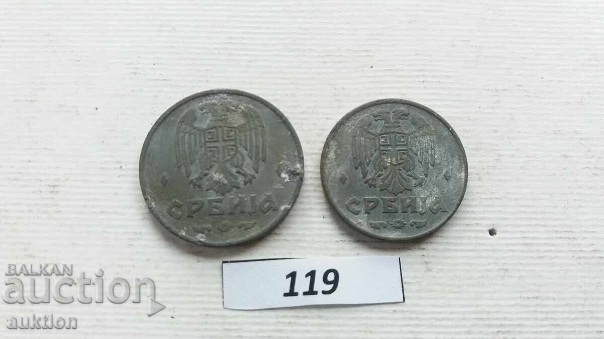 Delivery of 1 AND 2 DINARS 1942 - ZINC
