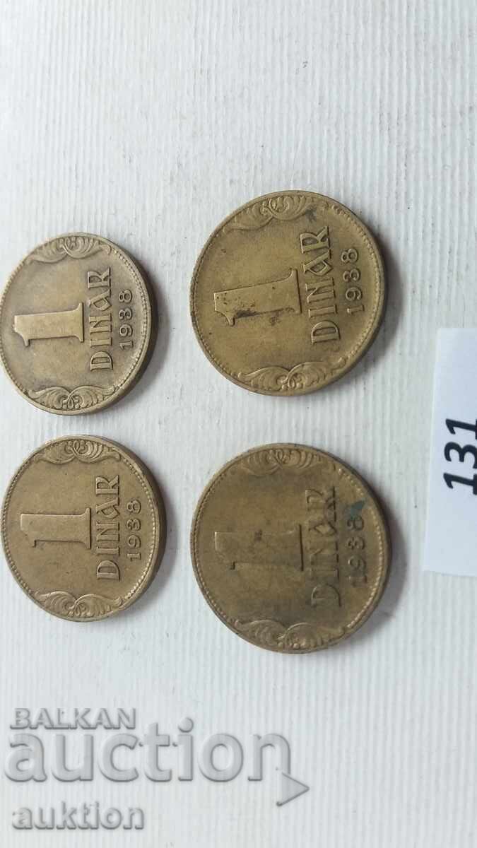 Auction  1 dinar 1938 4 pieces