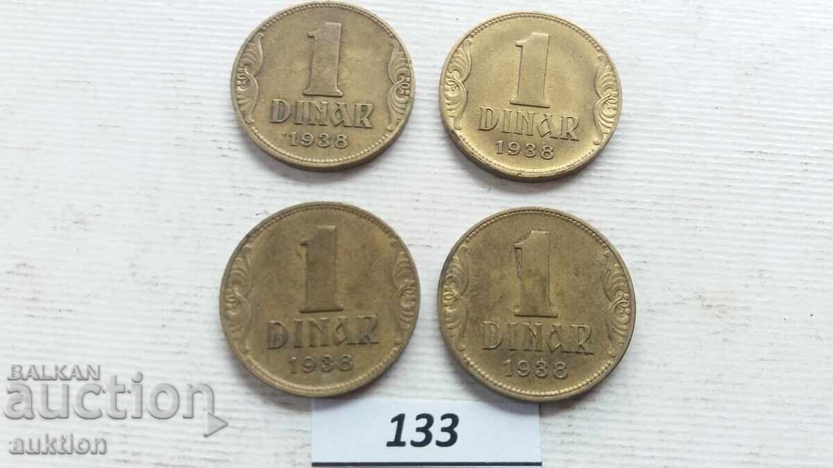 LOT DE 4 BUCĂȚI A CÂTE 1 DINAR 1938 cu preț € 3.99 | 7.80 BGN