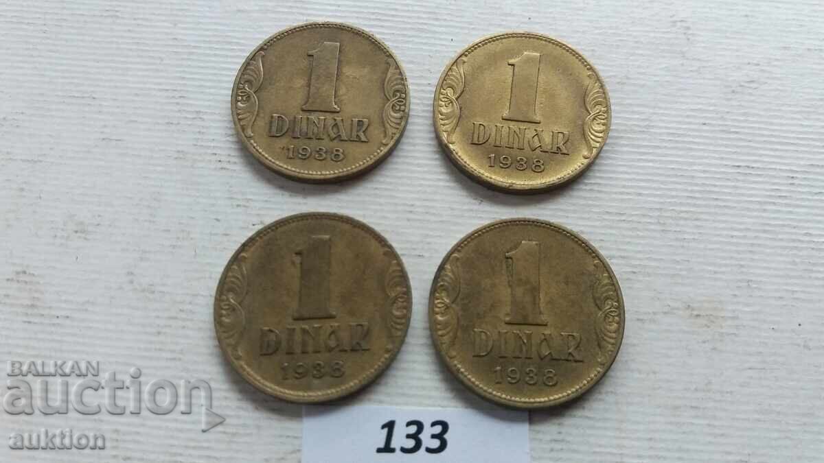 Licitație LOT DE 4 BUCĂȚI A CÂTE 1 DINAR 1938