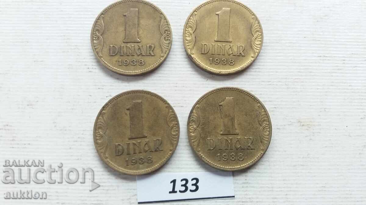 Livrarea LOT DE 4 BUCĂȚI A CÂTE 1 DINAR 1938