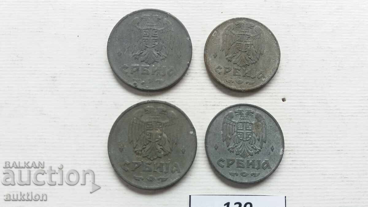 LOT DE 1 ȘI 2 DINARI DIN 1942 - ZINC 4 BUCĂȚI - 5