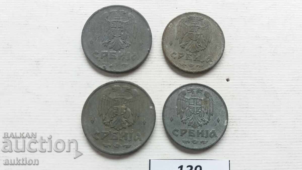 LOT DE 1 ȘI 2 DINARI DIN 1942 - ZINC 4 BUCĂȚI - 6