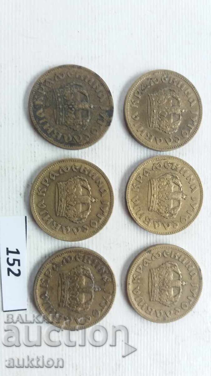 LOT DE 6 BUCĂȚI A CÂTE 1 DINAR DIN 1938 - 5