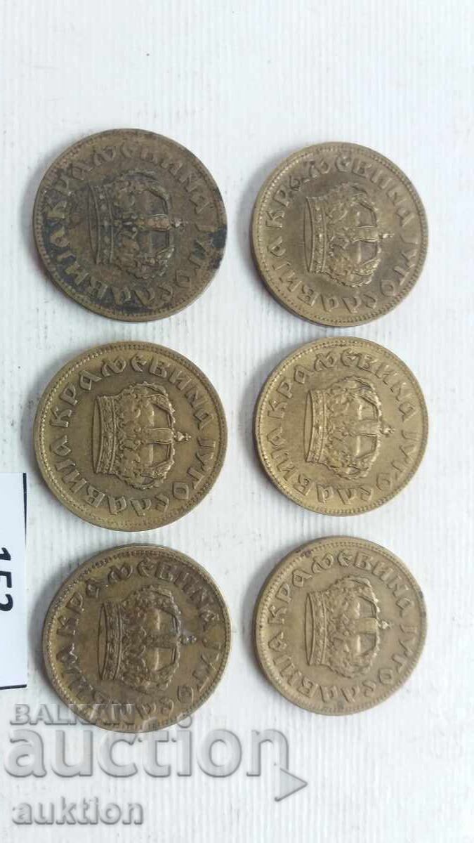 LOT DE 6 BUCĂȚI A CÂTE 1 DINAR DIN 1938 - 6