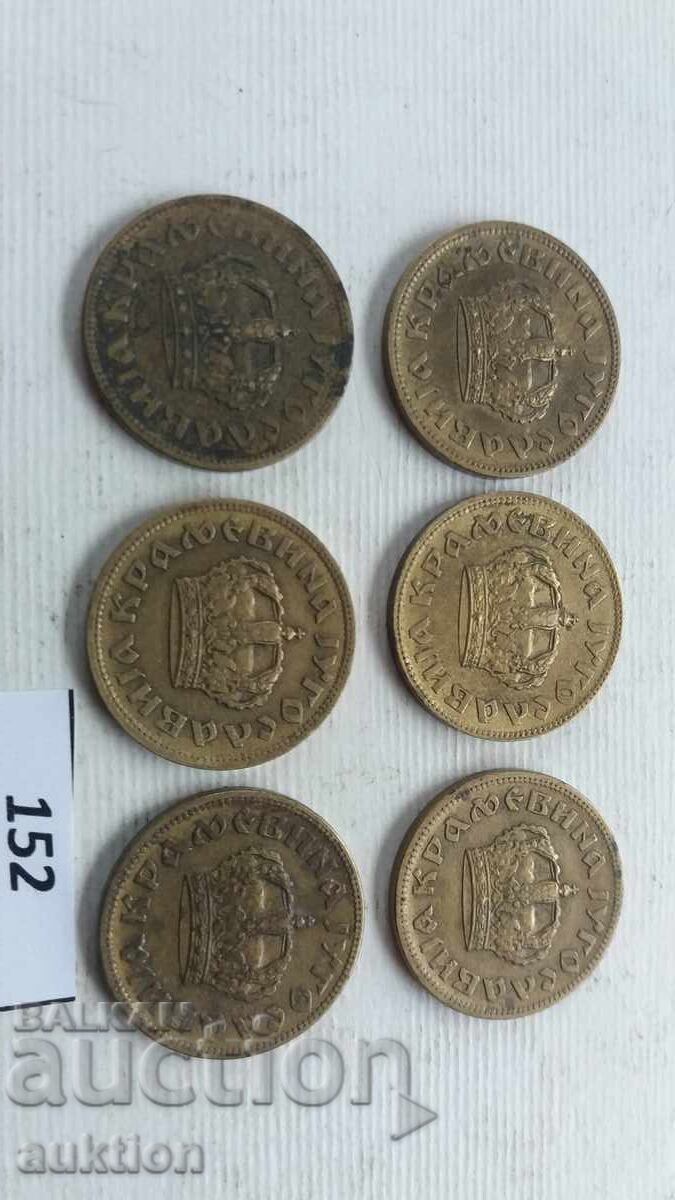 LOT DE 6 BUCĂȚI A CÂTE 1 DINAR DIN 1938 - 7
