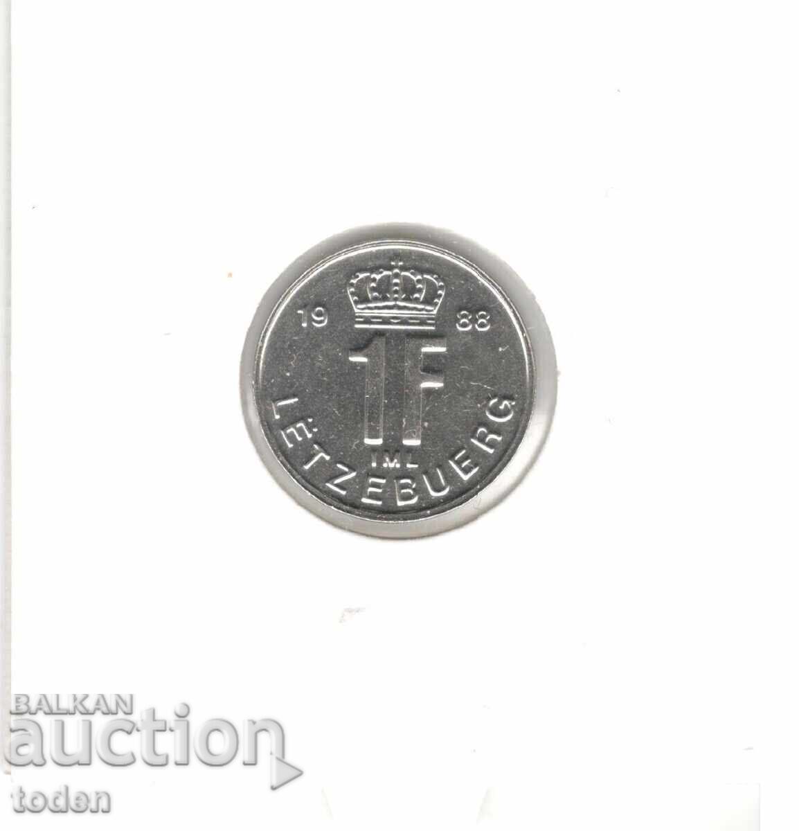 Auction Luxembourg-1 Franc-1988-KM# 63-Jean Auction Luxembourg-1 Franc-1988-KM# 63-Jean