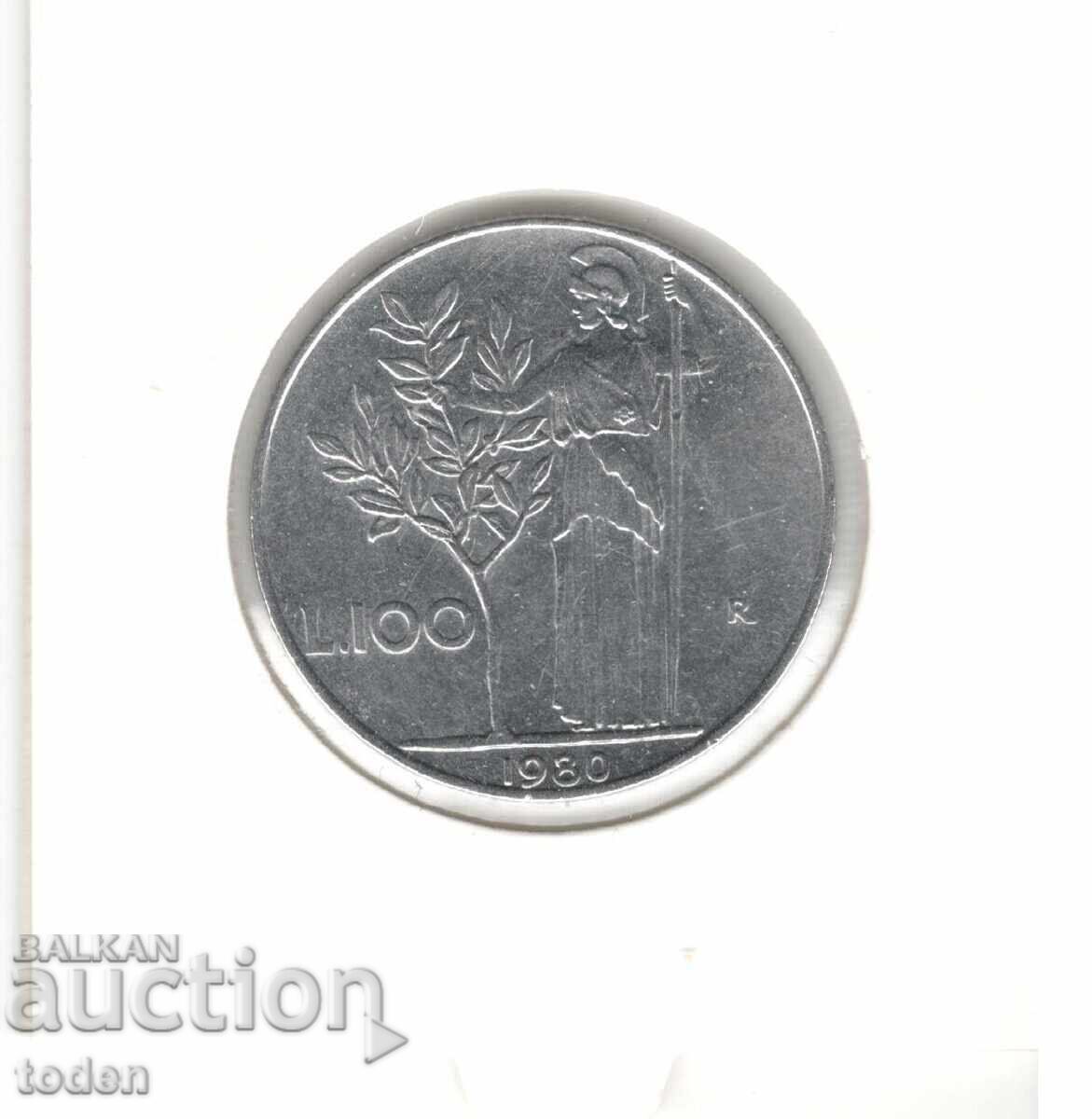 Auction  Italy-100 Lire-1980 R-KM# 96.1-large type