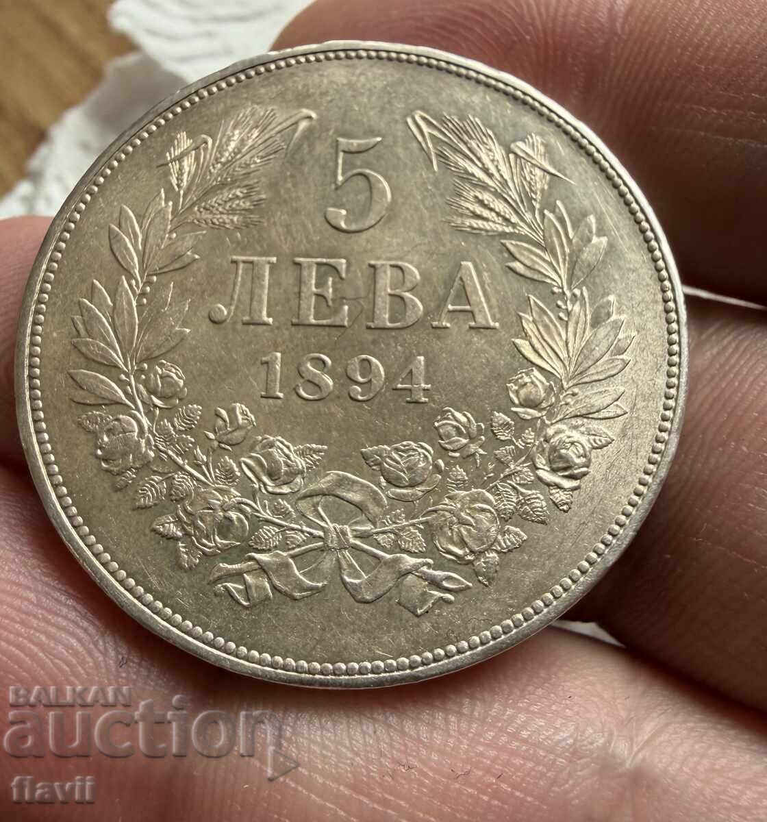Monedă de argint 5 leva 1894 - 11