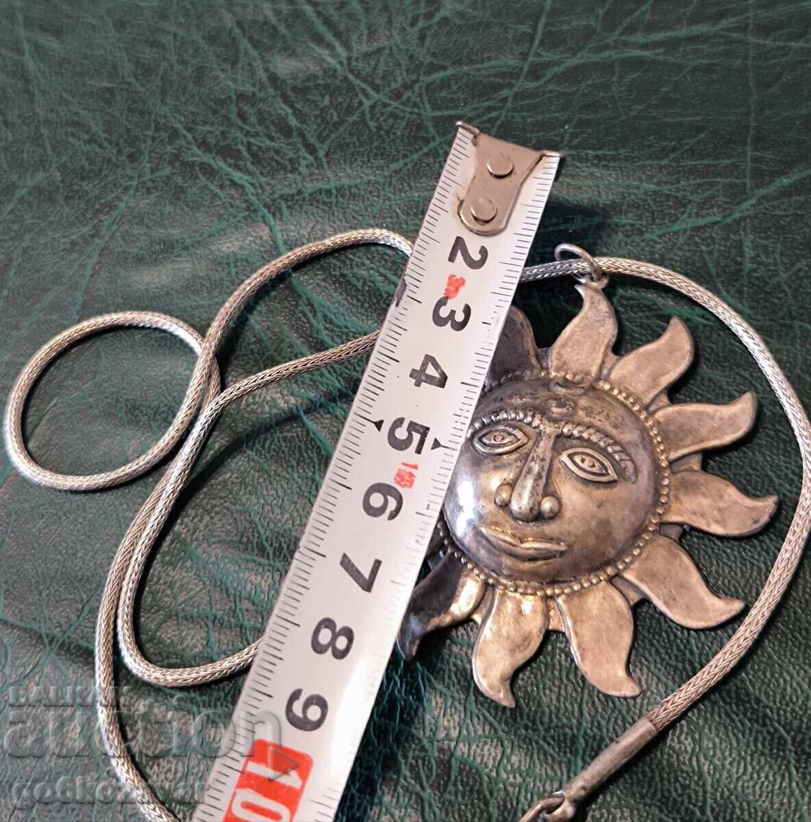 Livrarea Pandantiv din argint „Soare” cu lănțișor „Șarpe” Mexic anii '70 925