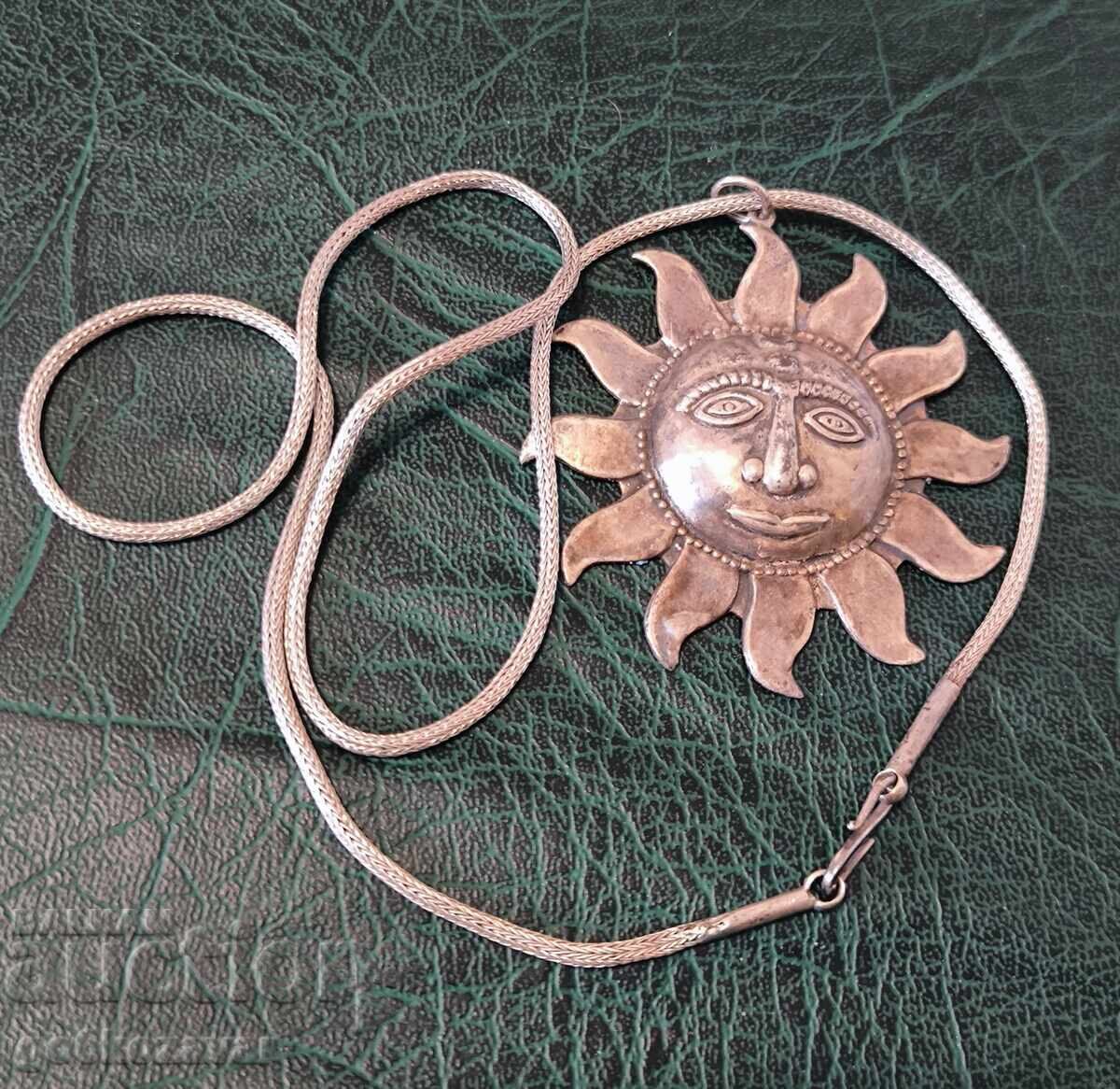 Pandantiv din argint „Soare” cu lănțișor „Șarpe” Mexic anii '70 925 - 5