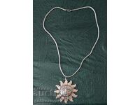 "Sun" silver pendant with "Snake" chain Mexico 70s 925