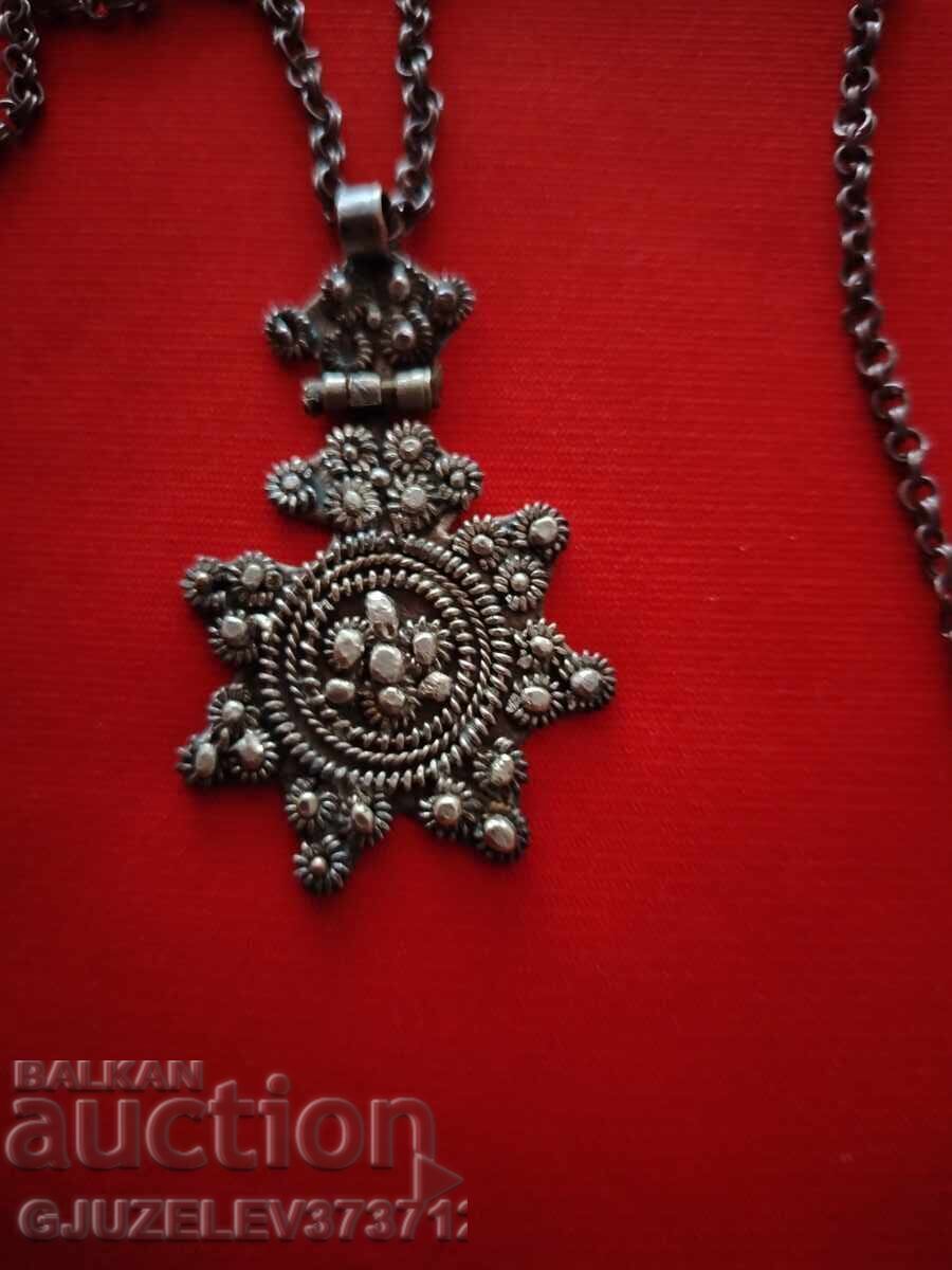 COLIER VINTAGE DIN ARGINT ETIOPAN CU ZALE LIPITE - 6