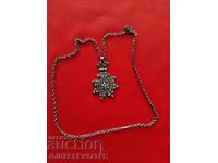 VINTAGE ETHIOPIAN SILVER CROSS NECKLACE with soldered links