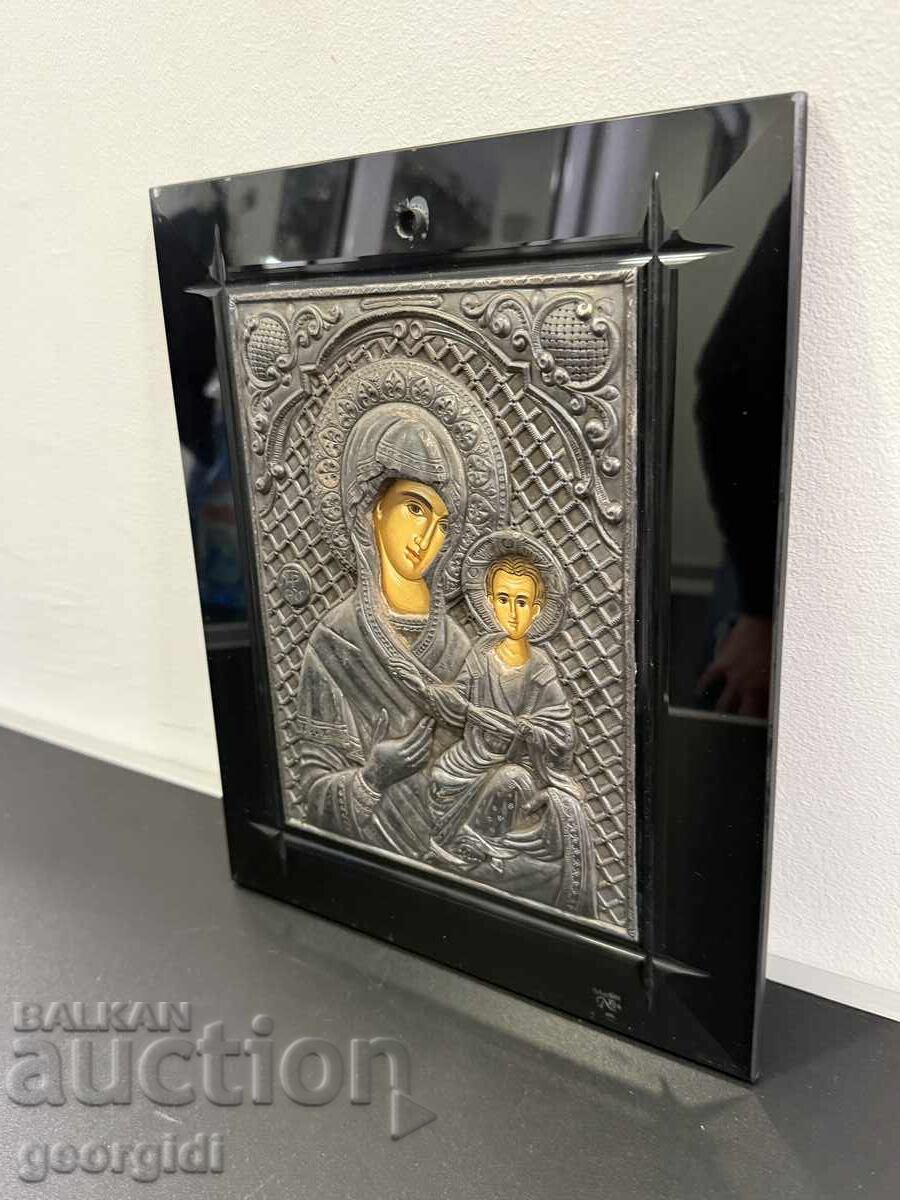 Auction  Silver icon - Virgin Mary with the Child. No. 8100