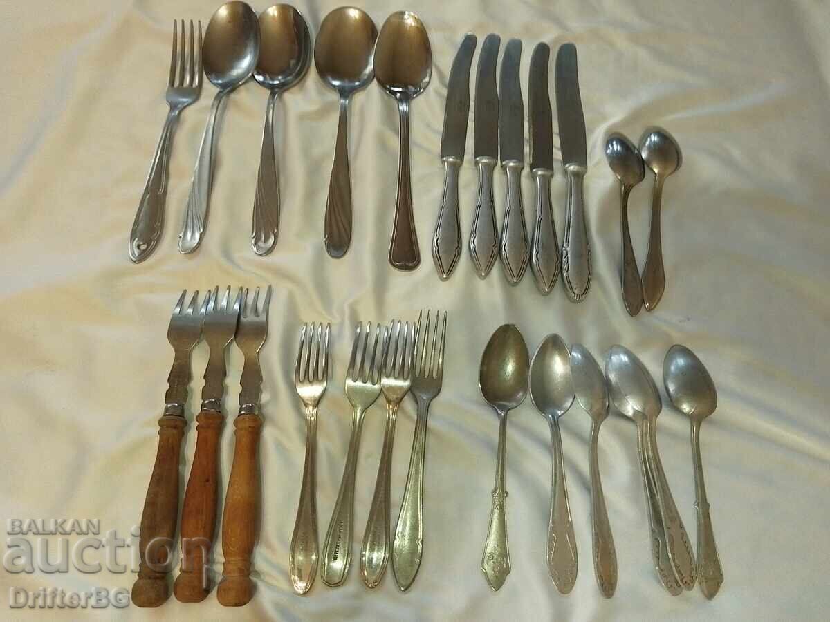 Lot mare de tacâmuri retro bulgărești – Alpaca și Inox - 6