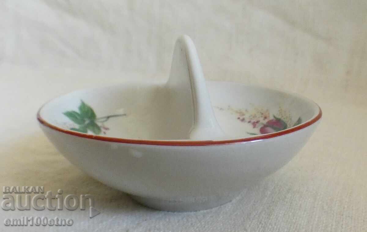 Солница със златен кант стар български порцелан - 5