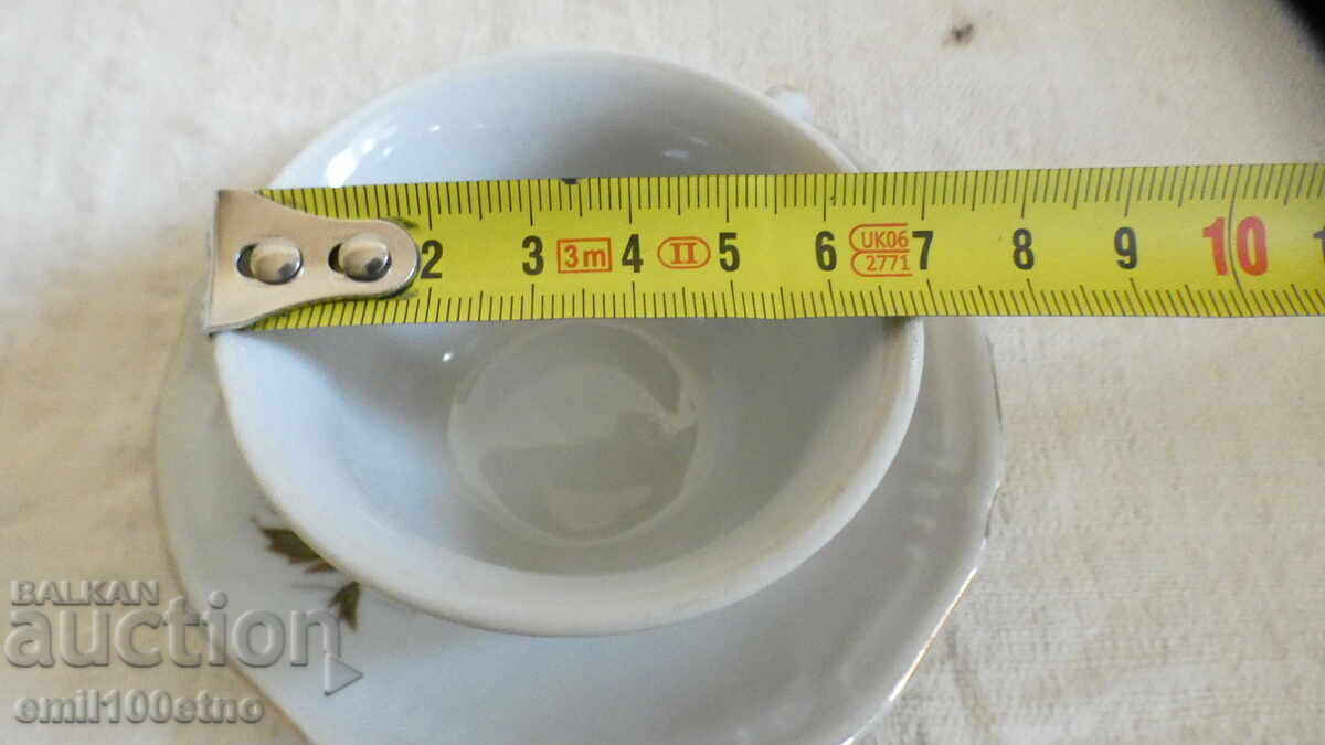 Чаша за кафе с чинийка стар порцелан Коста Йорданов Видин - 7