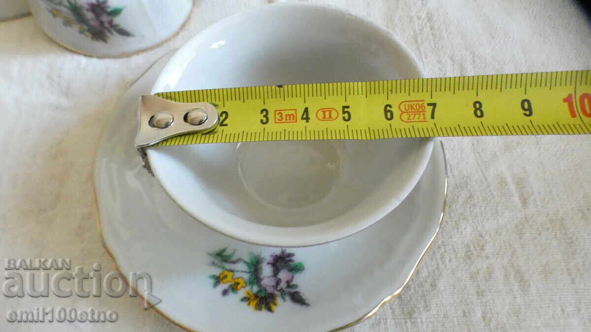 Set 5 cești de cafea cu 4 farfurioare, porțelan Kosta Yordanov Vidin - 7