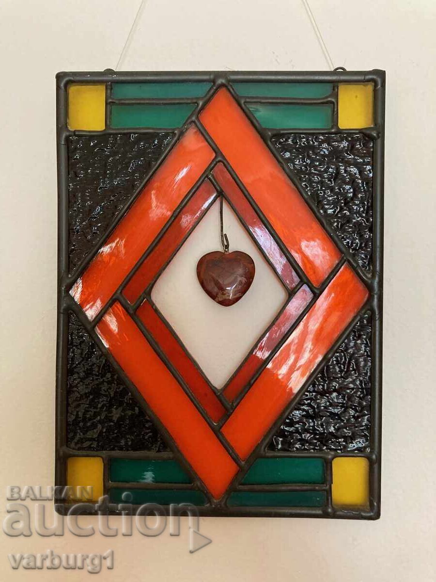 Stained glass heart for wall hanging