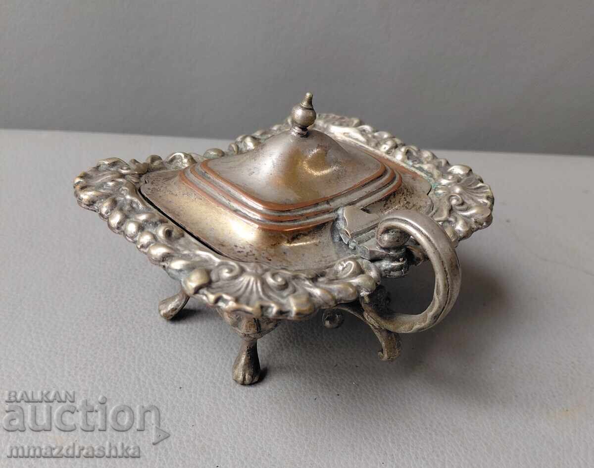 Винтидж посребрен съд за горчица - 5