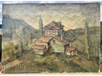 TABLOU FOARTE VECHI, ULEI PE PÂNZĂ