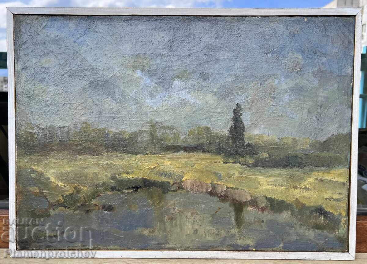 TABLOU FOARTE VECHI, ULEI PE PÂNZĂ