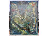 КАРТИНА ОЛИМПИЯ  МАСЛО НА ПЛАТНО ПОДПИСАНА 1995 Г.