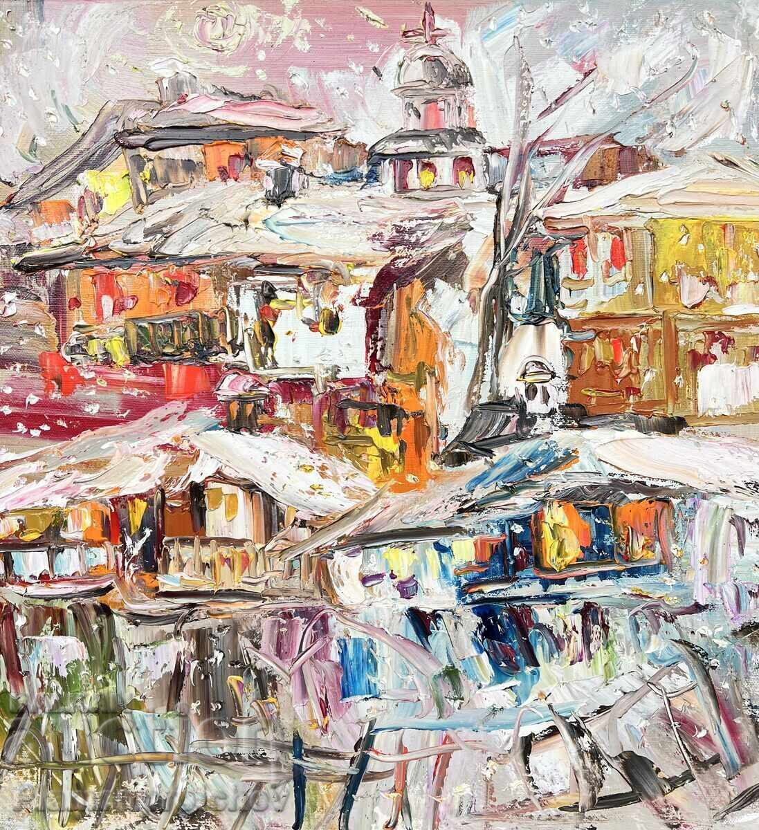 Licitație POVESTE DE IARNĂ TABLOU ULEI PE PÂNZĂ DIAN PETROV 2025