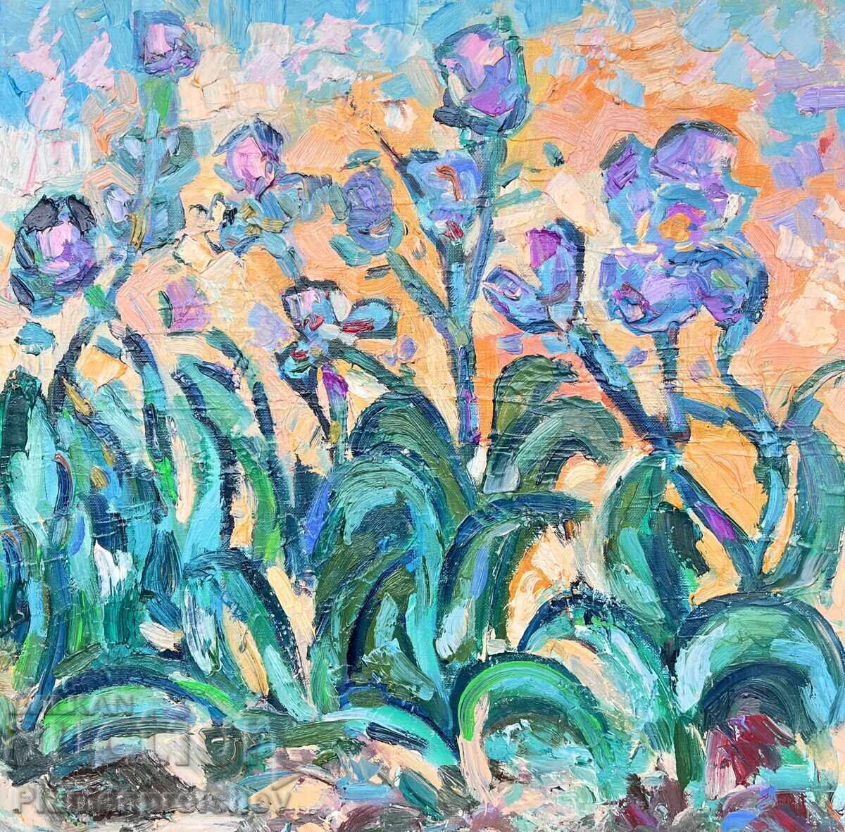 DIMINEAȚĂ ALBASTRĂ TABLOU ULEI PE PÂNZĂ DIAN PETROV 2025 cu preț € 150.00 | 293.37 BGN