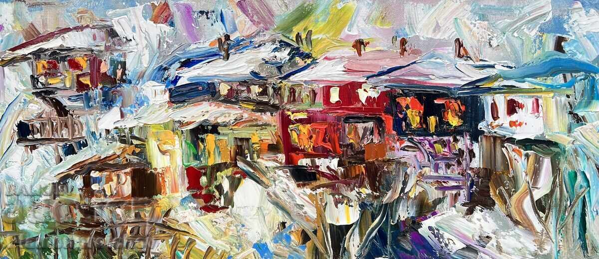 Auction  ABOVE THE ROOFS OIL PAINTING ON CANVAS DIAN PETROV 2025