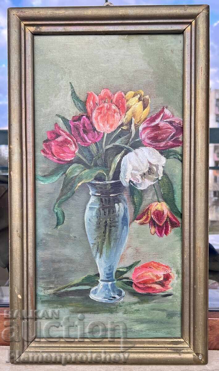 TABLOU VECHI ÎN ULEI NATURĂ MOARTĂ UNICĂ