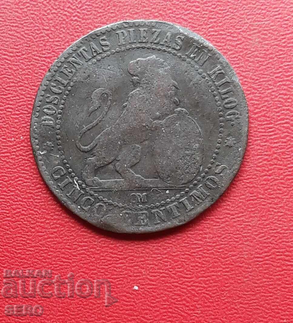 Spania-5 cenți 1870 OM-Barcelona cu preț € 0.50 | 0.98 BGN